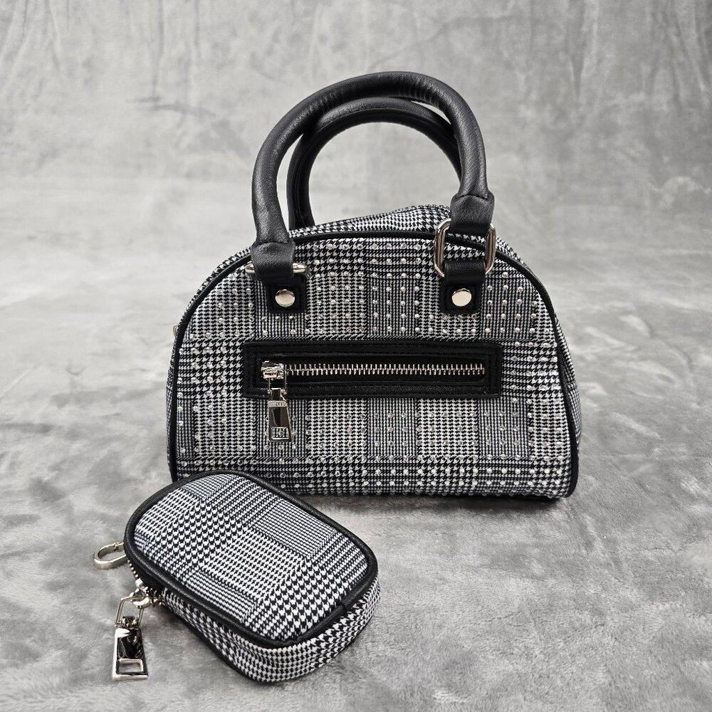 Madden NYC Women's Crossbody Handbag Black Houndstooth